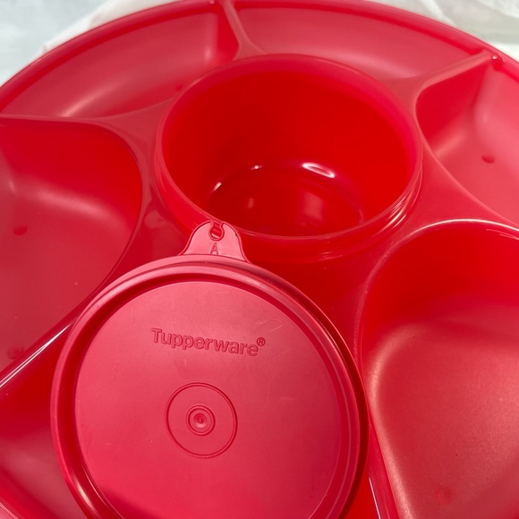 Tupperware Emberglow red, Serving Center Set, Party Tray, Divided serving tray - Picture 2 of 7